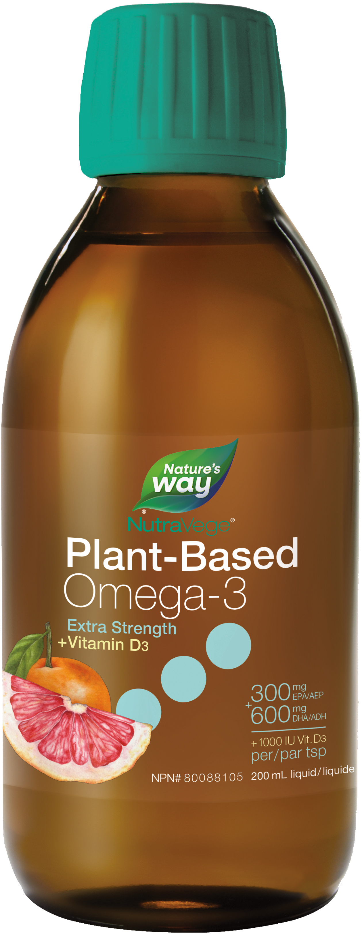 Nature's Way - NutraVege 2X + D Omega-3 Plant - Grapefruit Tangerine **