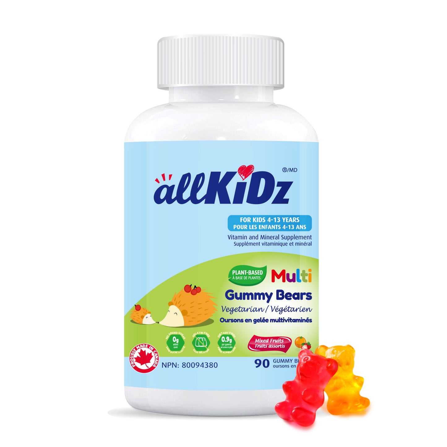 allKiDz - Multi Gummy Bears Vegetarian 90 gummies