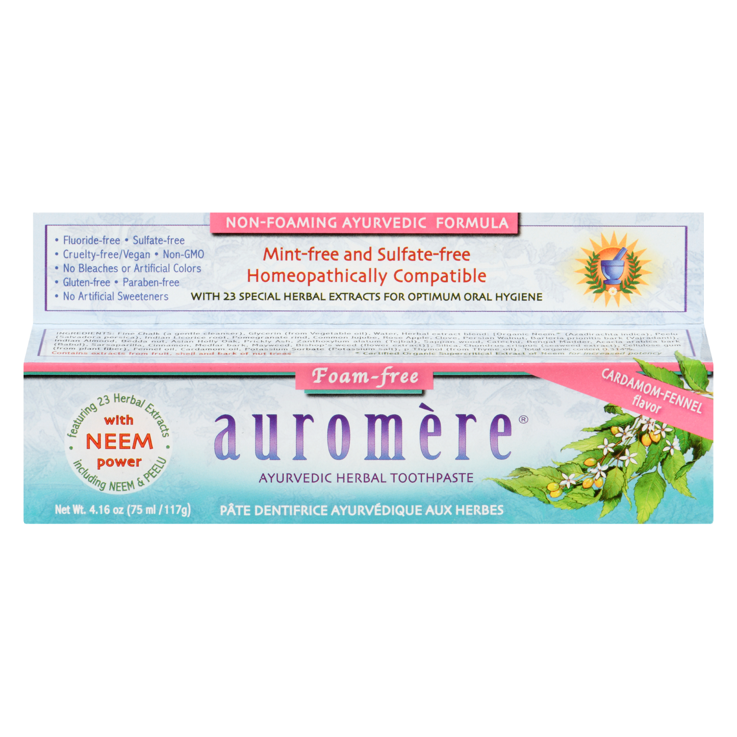 Auromere - AYURVEDIC HERBAL TOOTHPASTE - Foam-Free Cardamom-Fennel