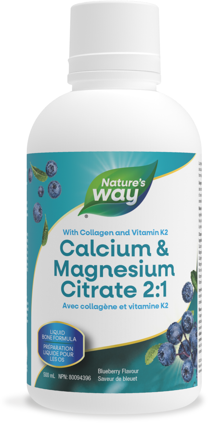 Nature's Way - Calcium Magnesium 2:1 with Vit K2 & Collagen - Blueberry