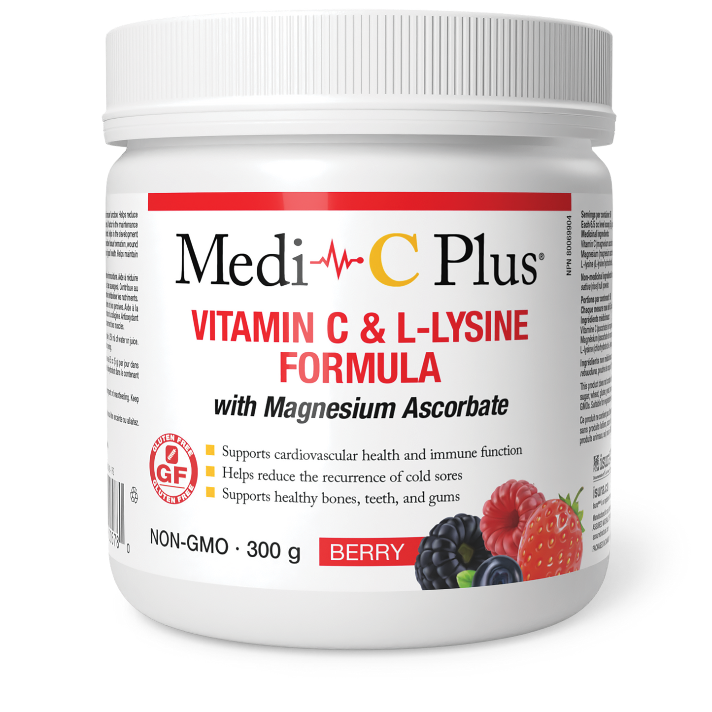 Medi-C Plus - VITAMIN C & L-LYSINE FORMULA WITH MAGNESIUM ASCORBATE - Berry Flavour