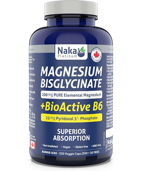 Naka - Magnesium Bisglycinate + BioActive B6 - Bonus Size