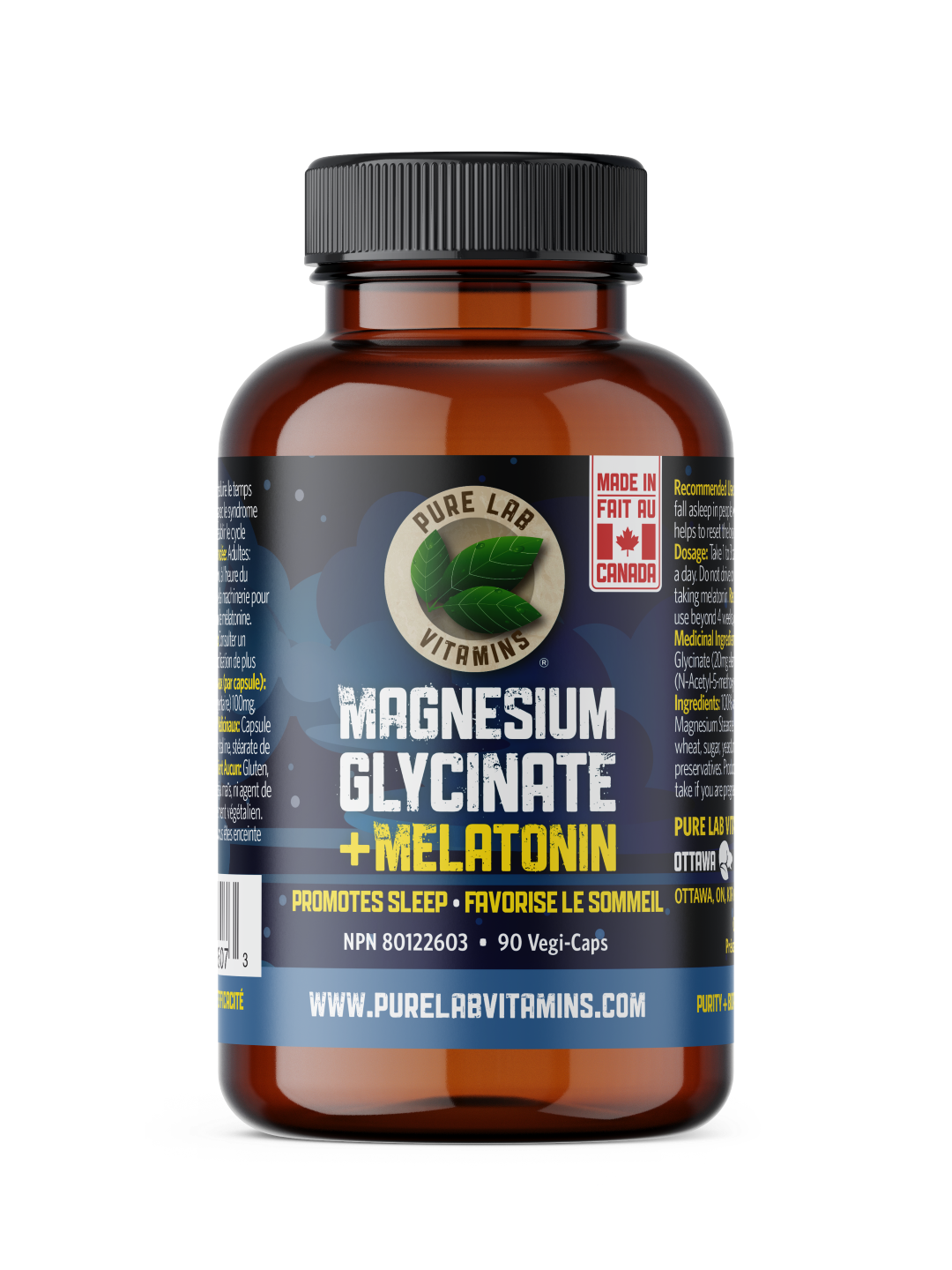 Pure Lab Vitamins - Magnesium Glycinate + Melatonin