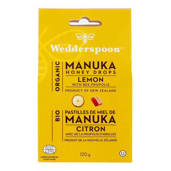 Wedderspoon - Organic Manuka Honey Drops - Lemon with Bee Propolis