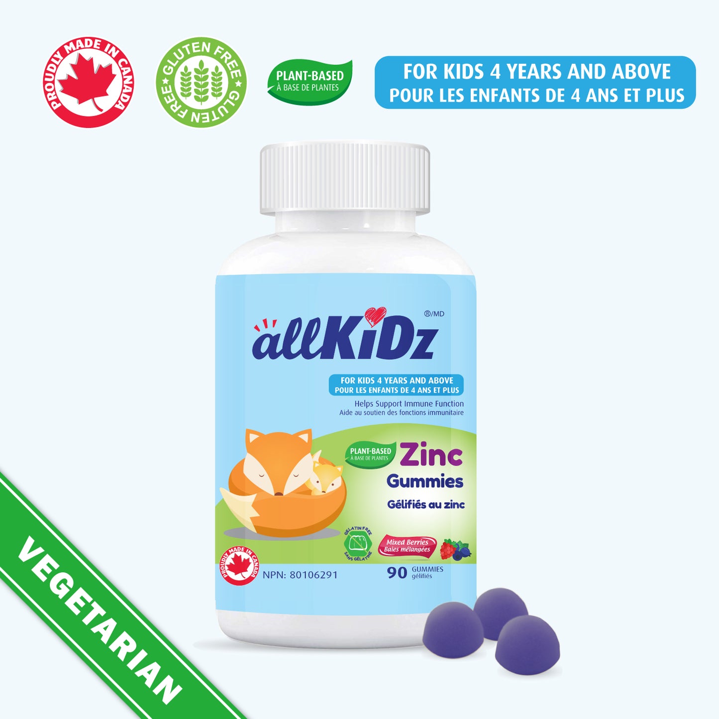 allKiDz - Zinc Gummies Mixed Berries