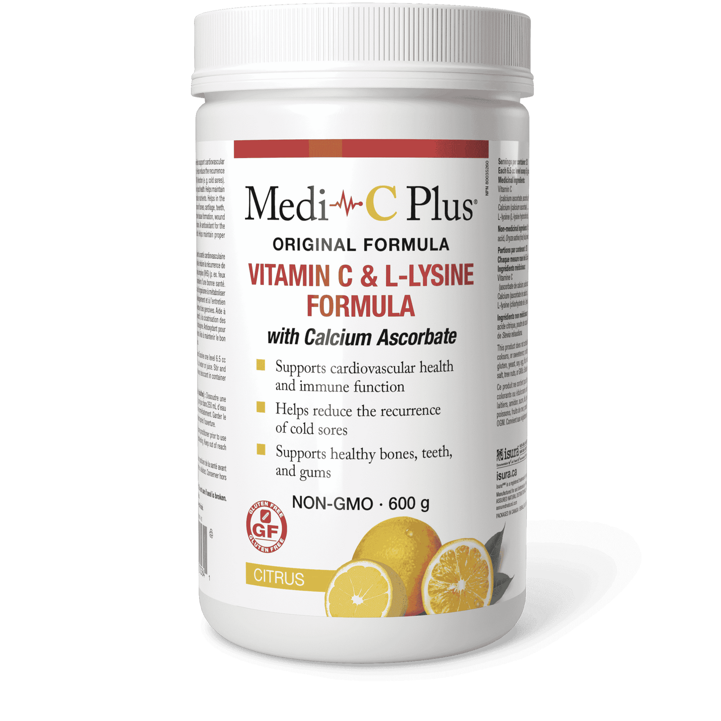 Medi-C Plus - Vitamin C & L-Lysine Formula w/Calcium Ascorbate Citrus Flavour