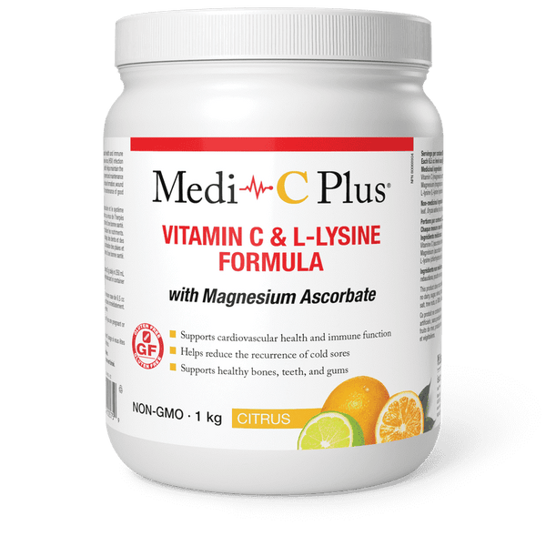 Medi-C Plus - Vitamin C & L-Lysine Formula w/Magnesium Ascorbate Citrus Flavour