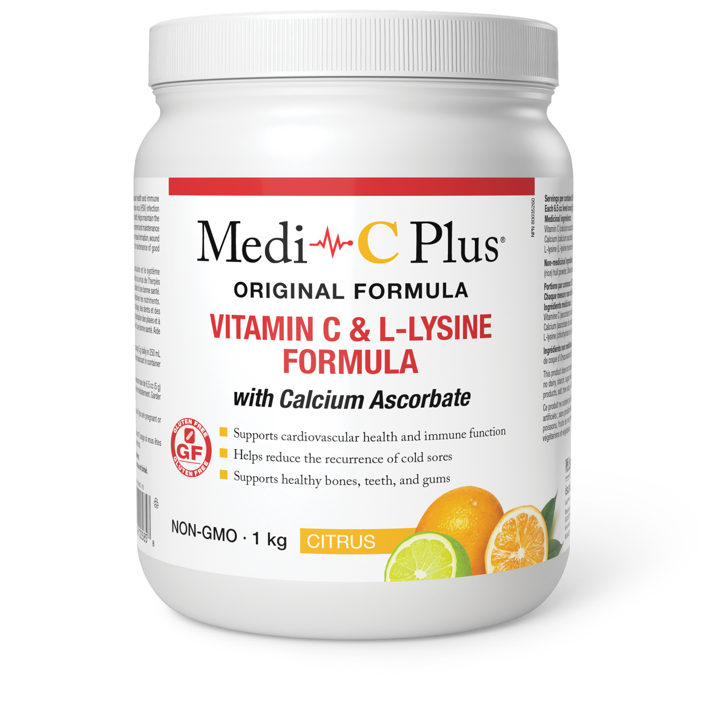 Medi-C Plus - Vitamin C & L-Lysine Formula w/Calcium Ascorbate Citrus Flavour