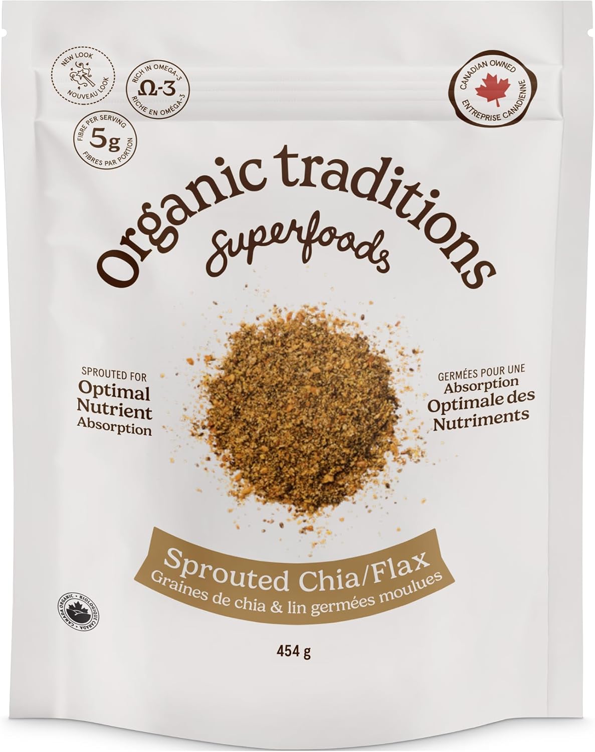 Organic Traditions Superfoods Sprouted Chia Flax 454 g
