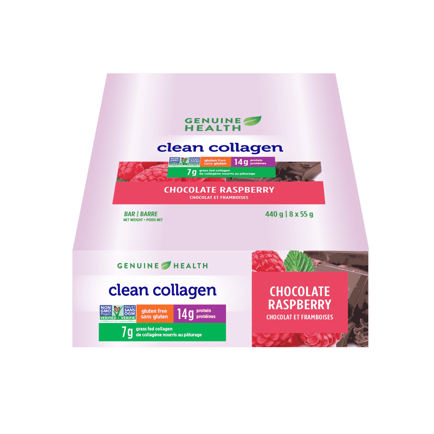 Genuine Health - Clean Collagen Protein Bar Chocolate Raspberry