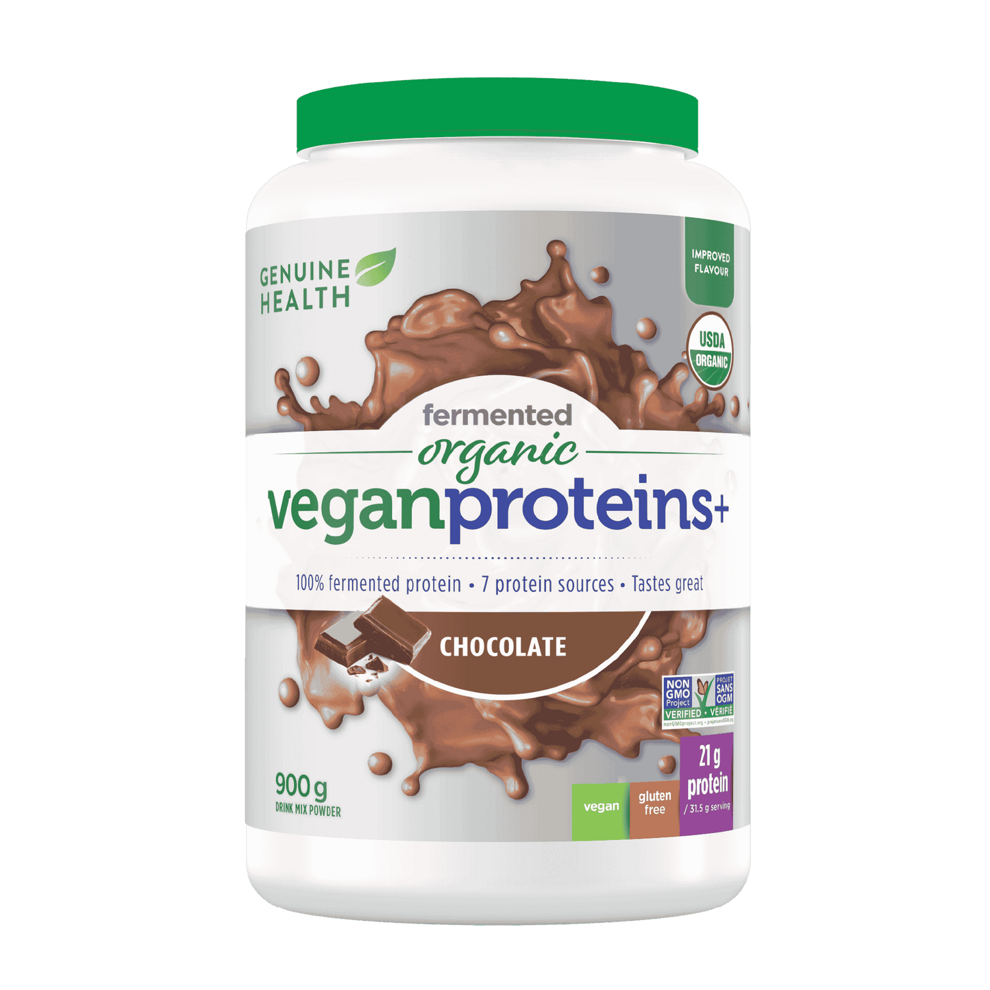 Genuine Health - Fermented Organic Vegan Proteins+ Chocolate