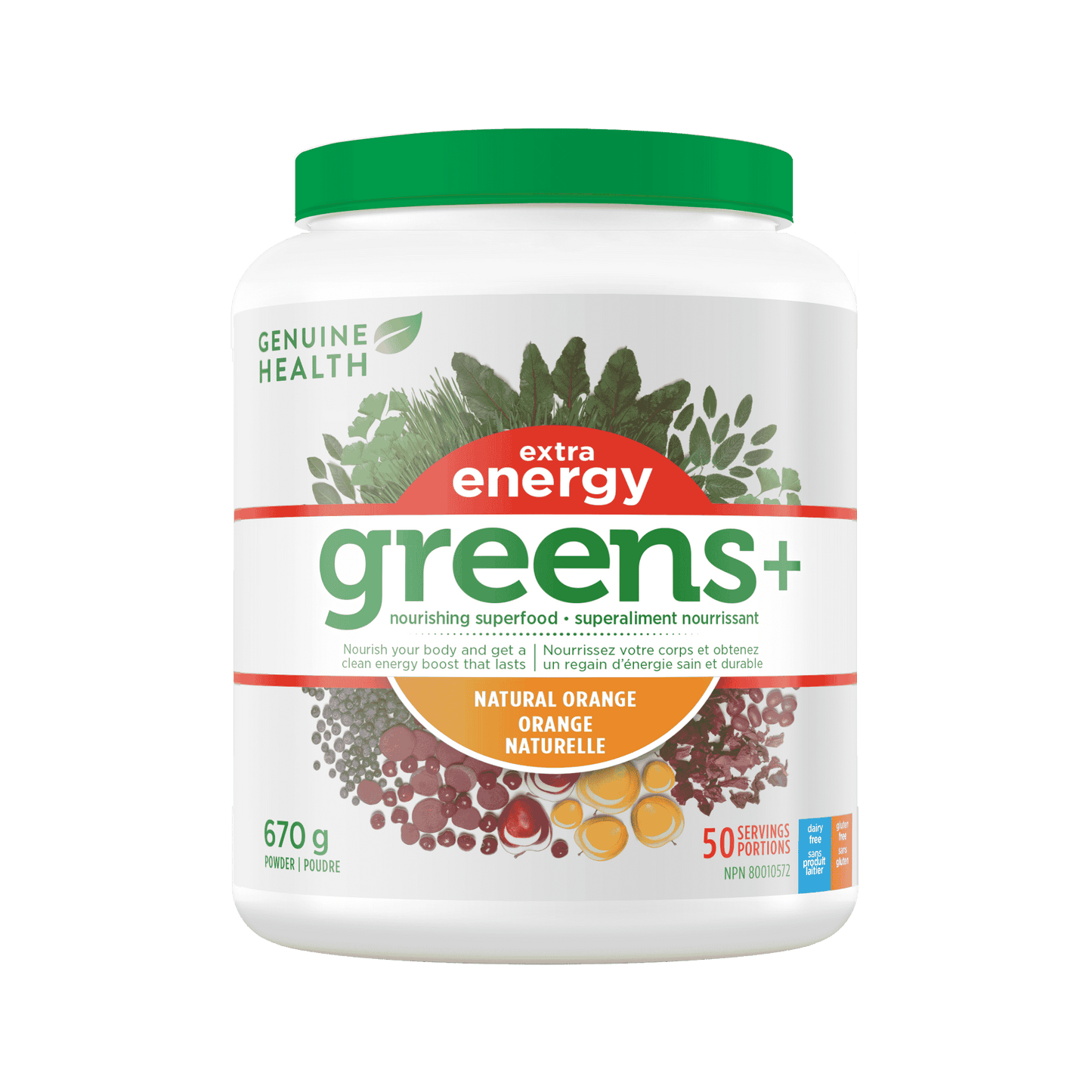 Genuine Health - Greens+ Extra Energy Natural Orange