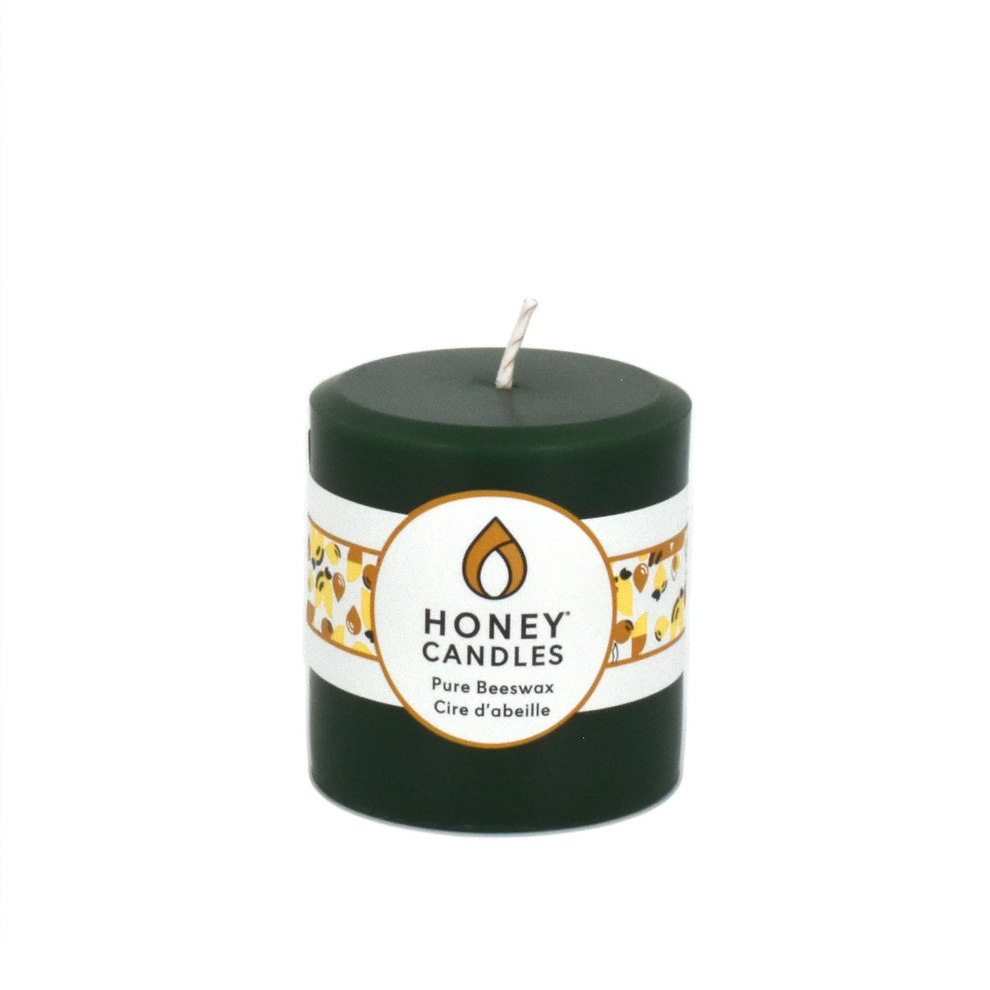 Honey Candles - 3" Round Pillar Forest Green