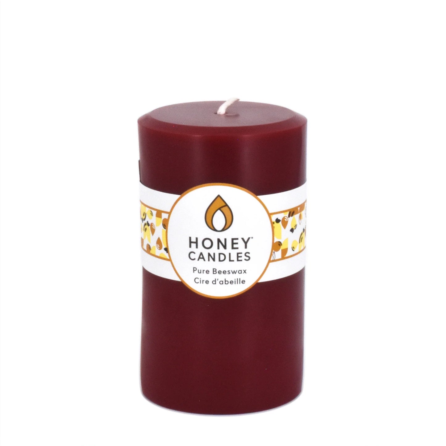 Honey Candles - 5" Round Pillar Burgundy