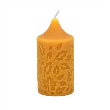 Honey Candles - Small Pillar Leaves Candle