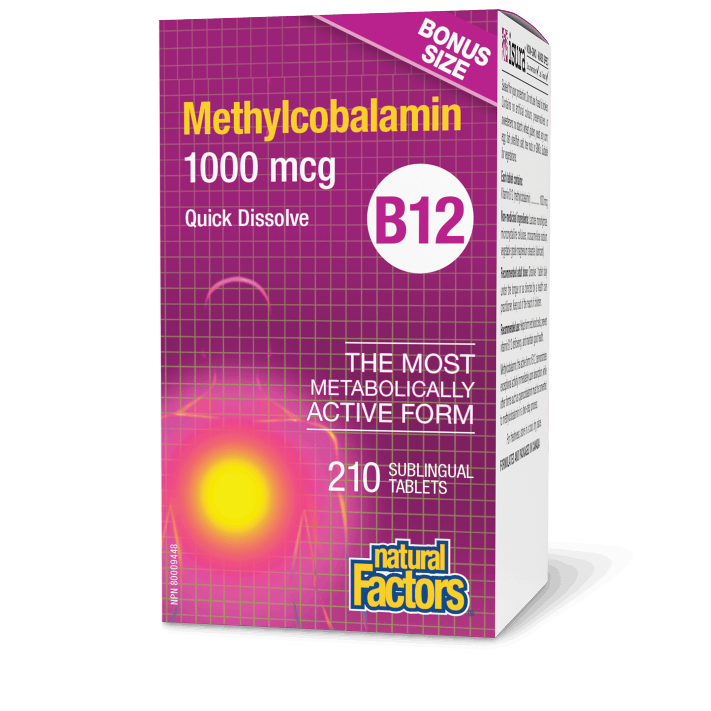 Natural Factors - B12 Methylcobalamin - 1000 mcg - Bonus Size