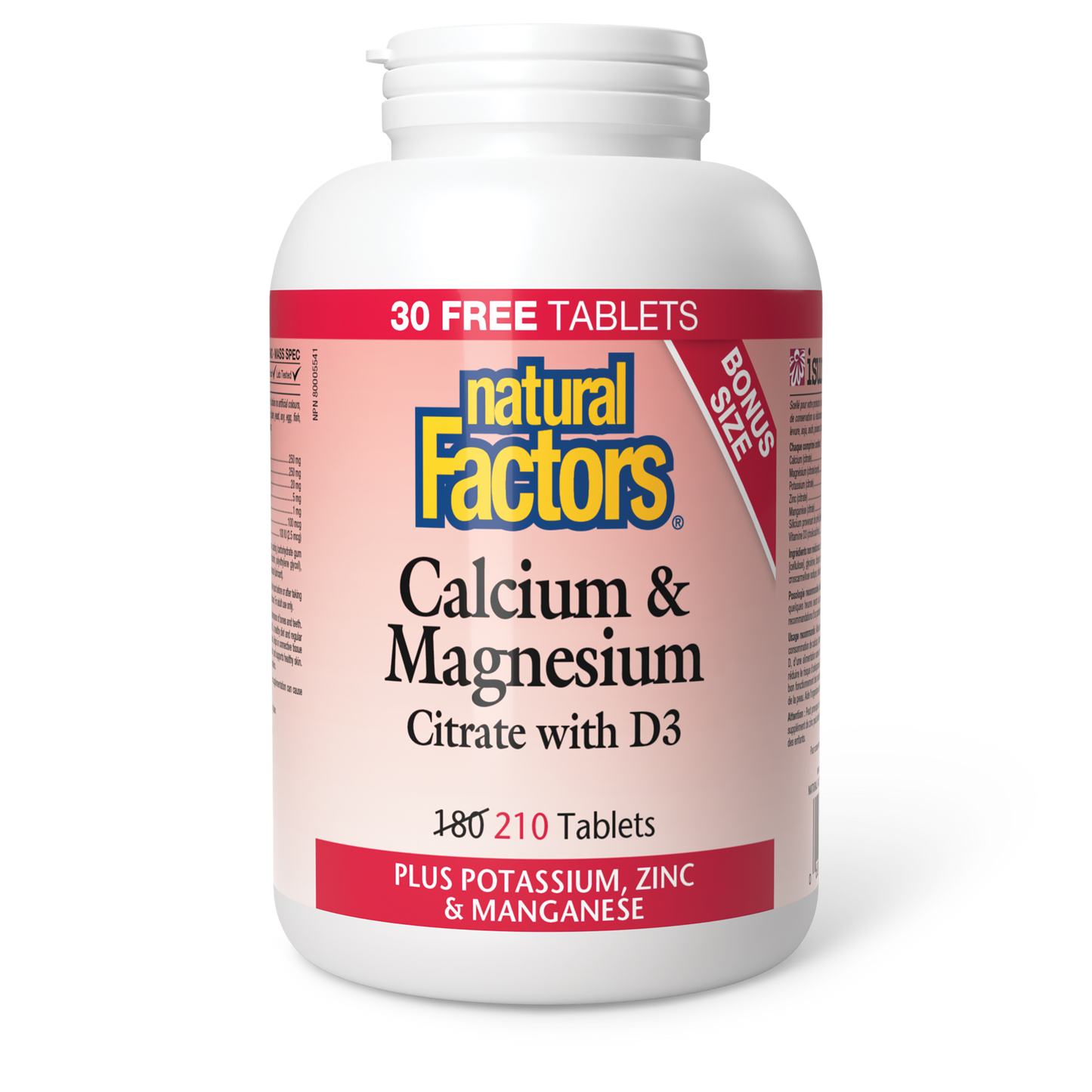 Natural Factors - Calcium & Magnesium Citrate w/ D3 - Bonus Size