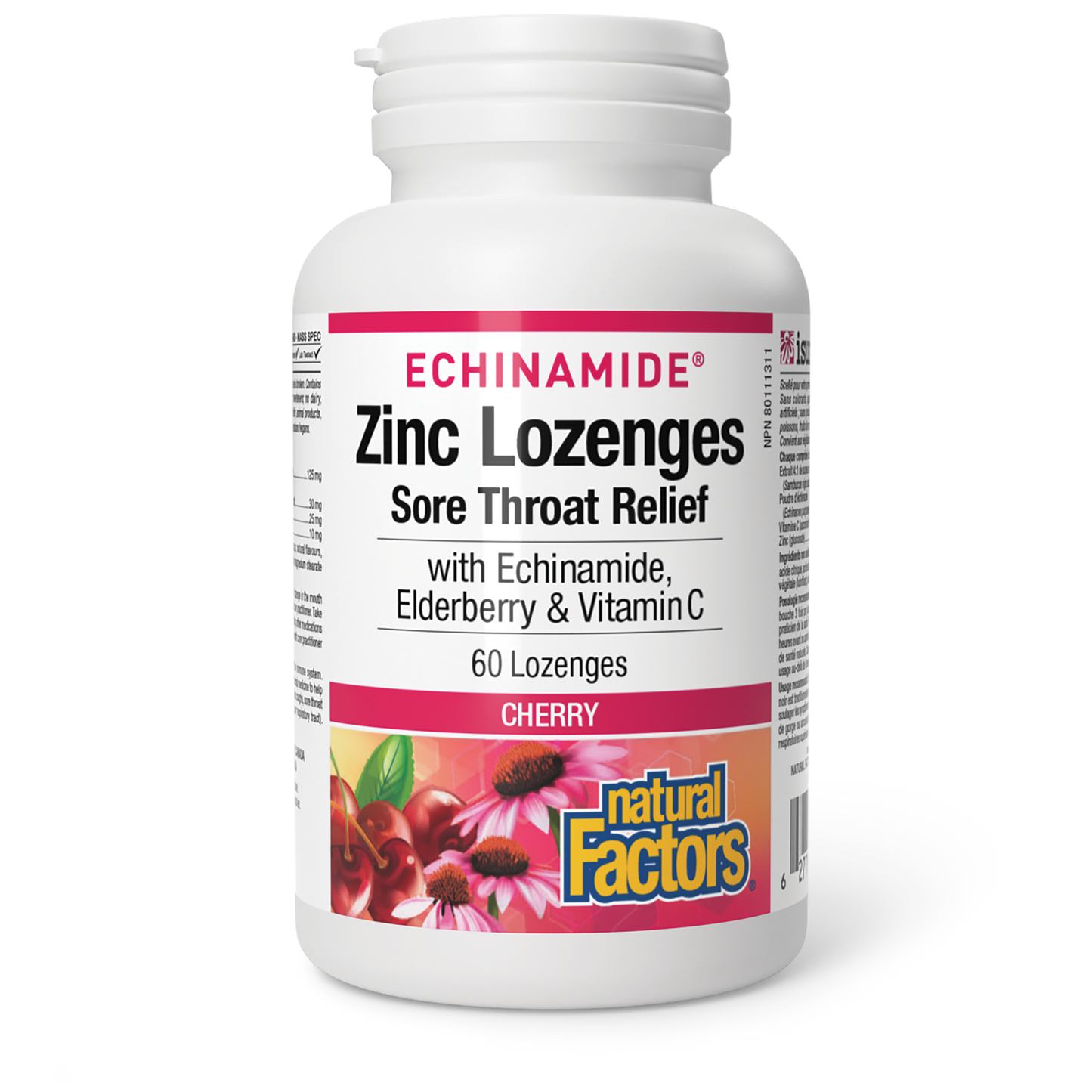 Natural Factors - Echinamide Zinc Lozenges Sore Throat Relief - Cherry