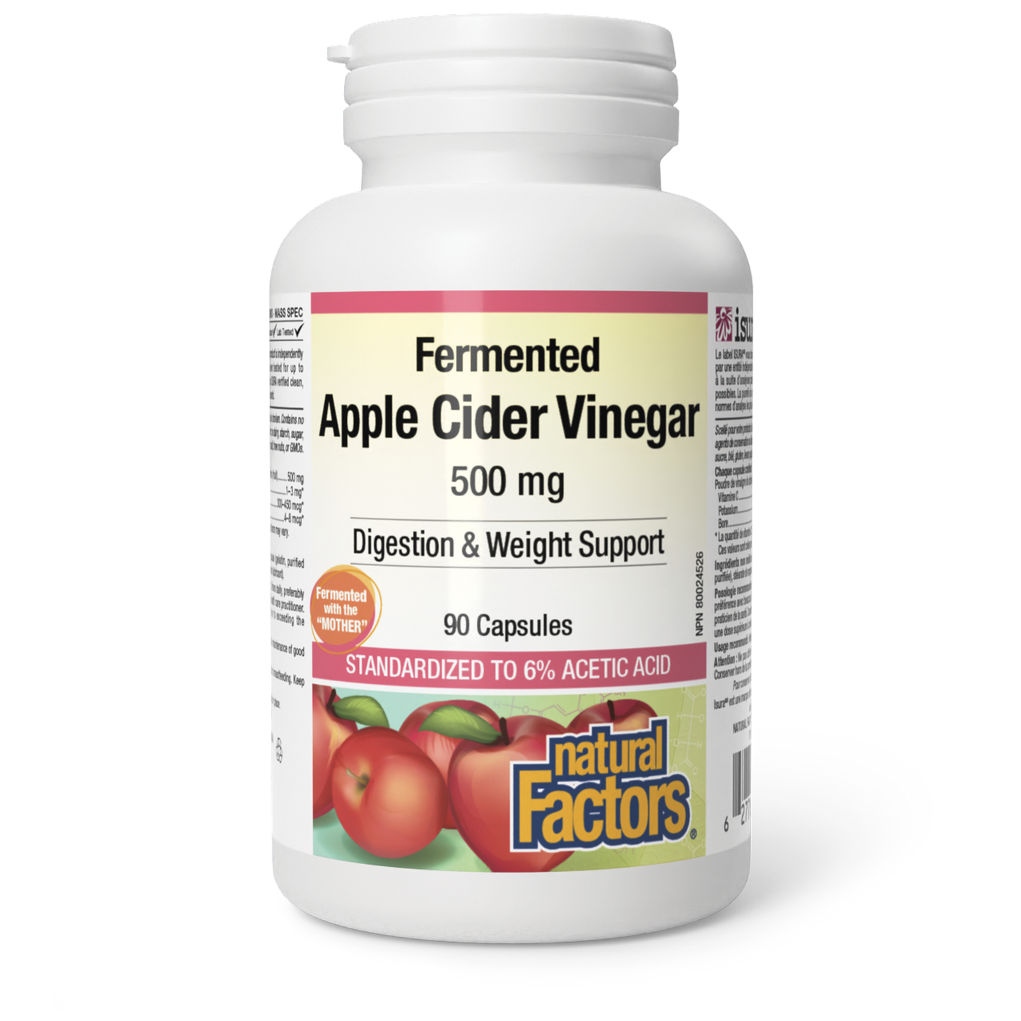 Natural Factors - Fermented Apple Cider Vinegar - 500 mg