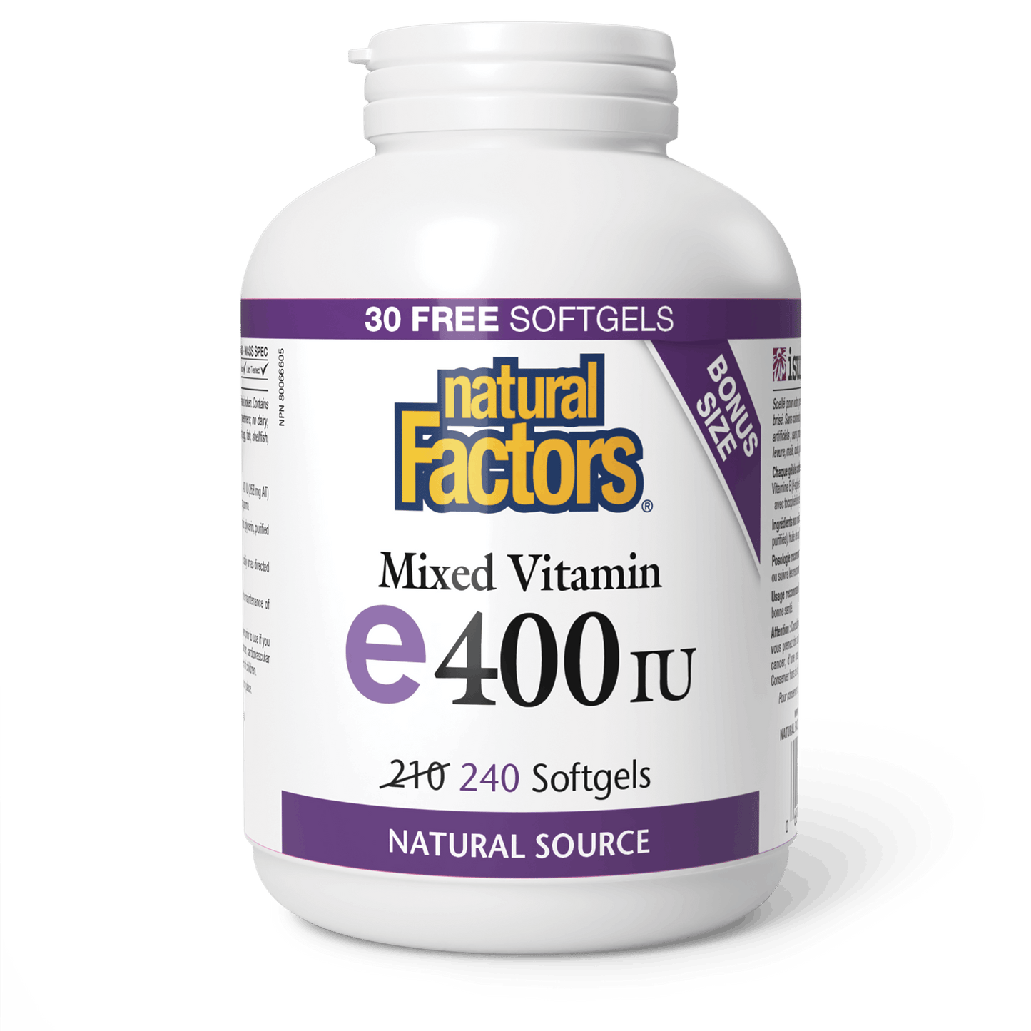 Natural Factors - Vitamin E Mixed 400 IU - Bonus Size