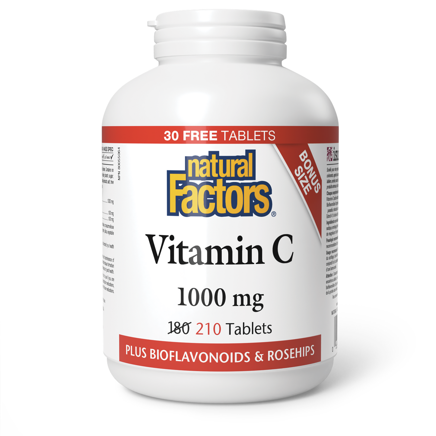 Natural Factors - Vitamin C With Rosehips - 1000 mg - Bonus Size