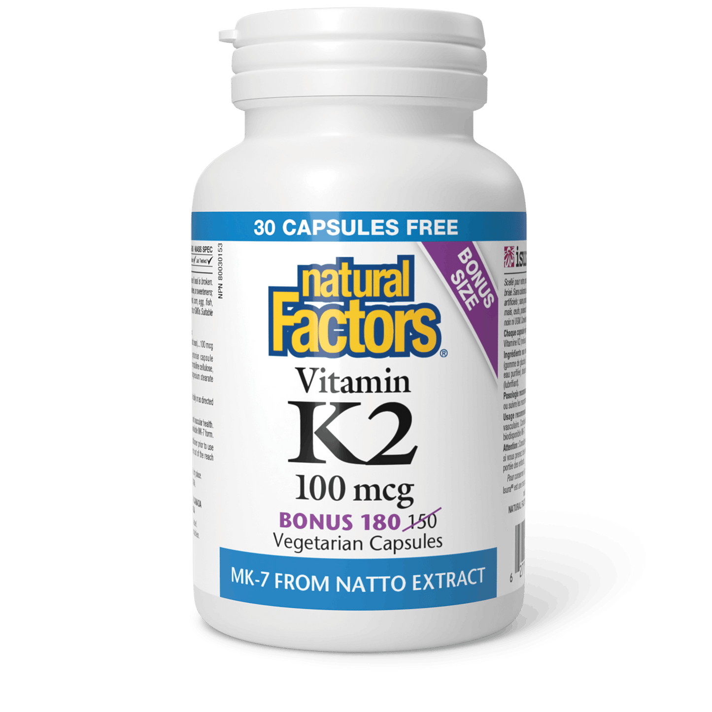 Natural Factors - Vitamin K2 - 100 mcg - Bonus Size