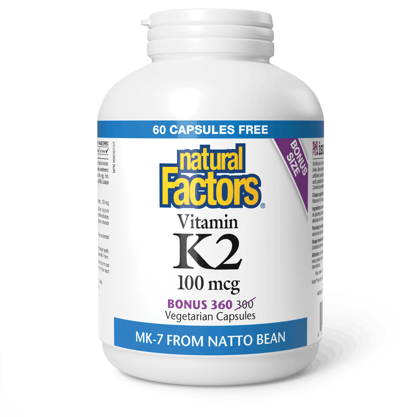 Natural Factors - Vitamin K2 - 100 mcg - Bonus Size