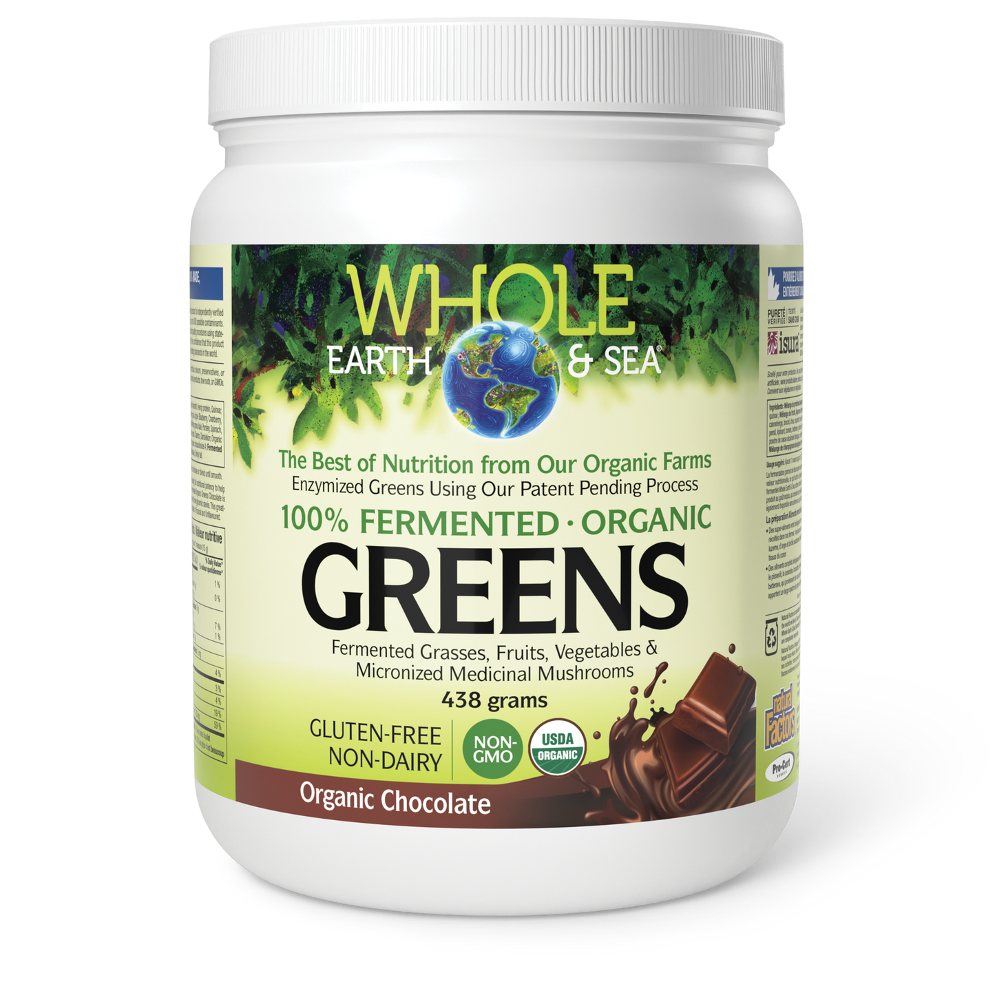 Natural Factors - Whole Earth & Sea Fermented Organic Greens - Chocolate