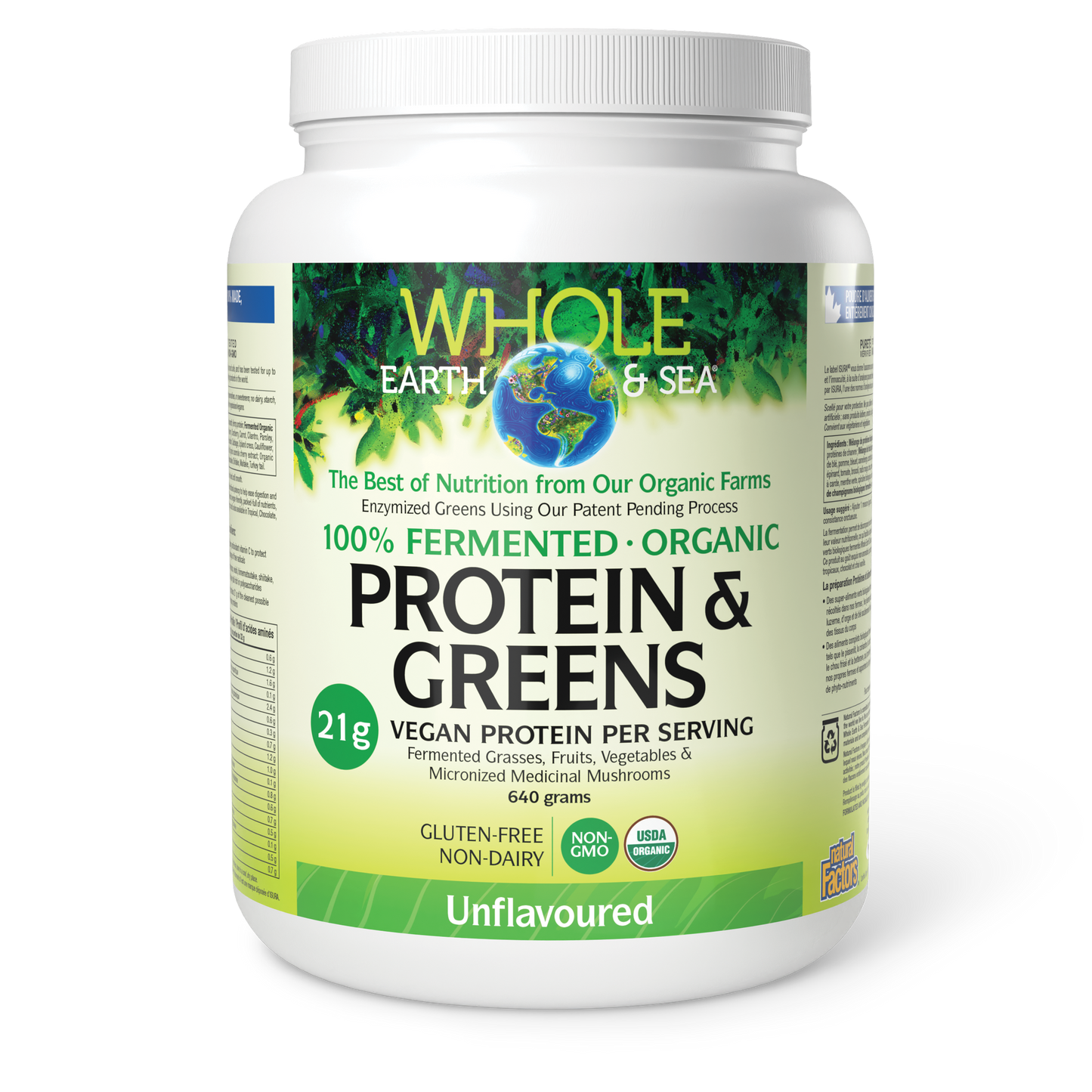 Natural Factors - Whole Earth & Sea Fermented Organic Protein & Greens - Unflavoured