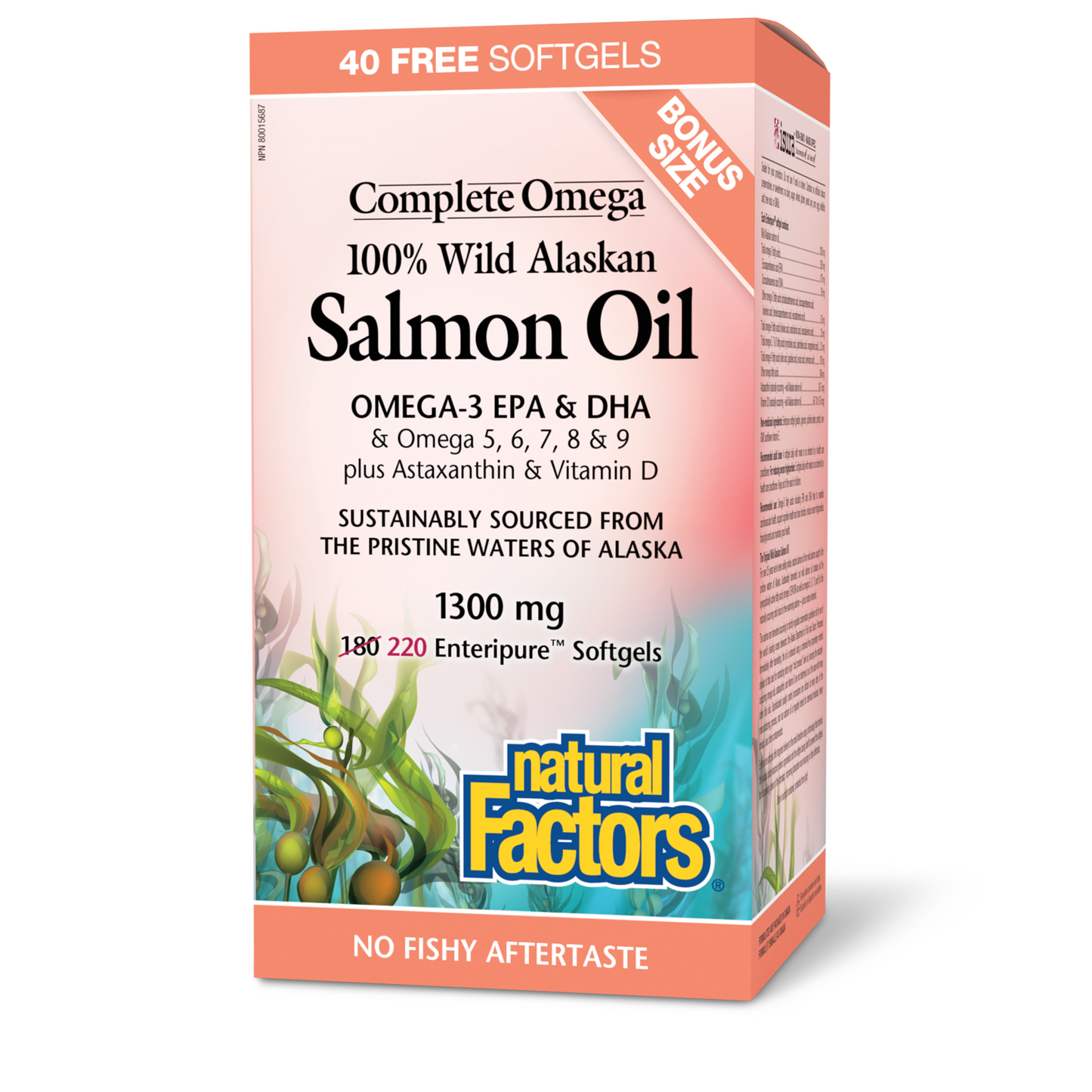 Natural Factors - 100% Wild Alaskan Salmon Oil - 1300 mg - Bonus Size
