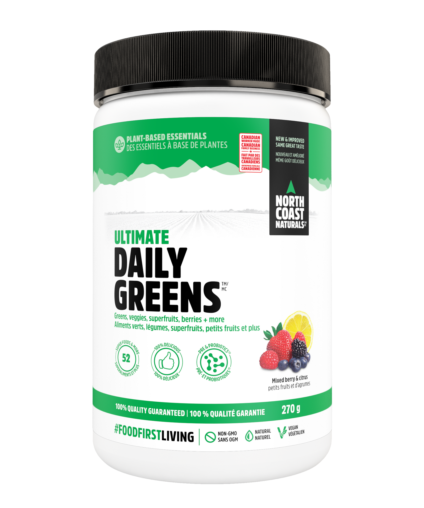 North Coast Naturals - ULTIMATE DAILY GREENS - Mixed Berry & Citrus Flavour