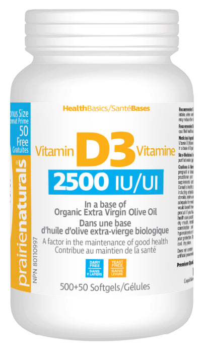 Prairie Naturals - Vitamin D3 - 2500 IU - Bonus Size