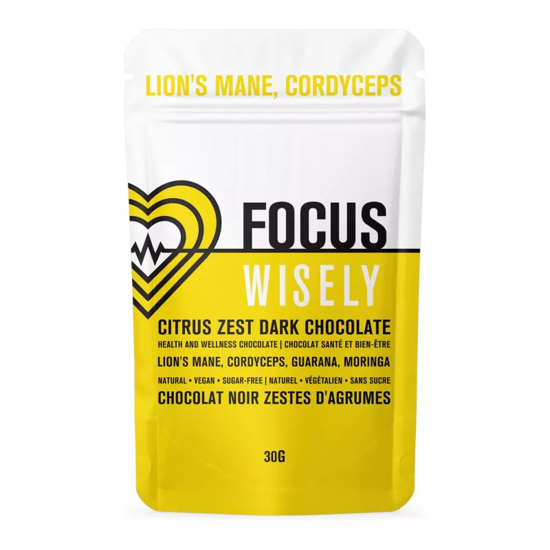 Wisely Wellness - Focus Citrus Zest Dark Chocolate Lions Mane Cordyceps