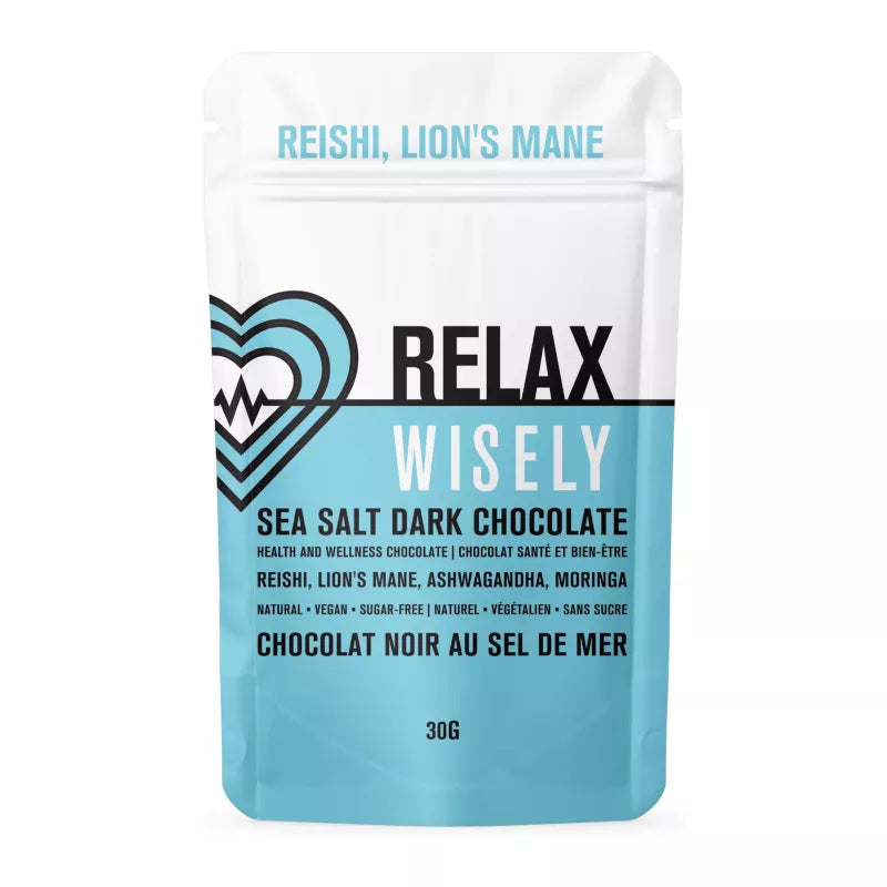 Wisely Wellness - Relax Sea Salt Dark Chocolate Reishi Lion's Mane Ashwagandha