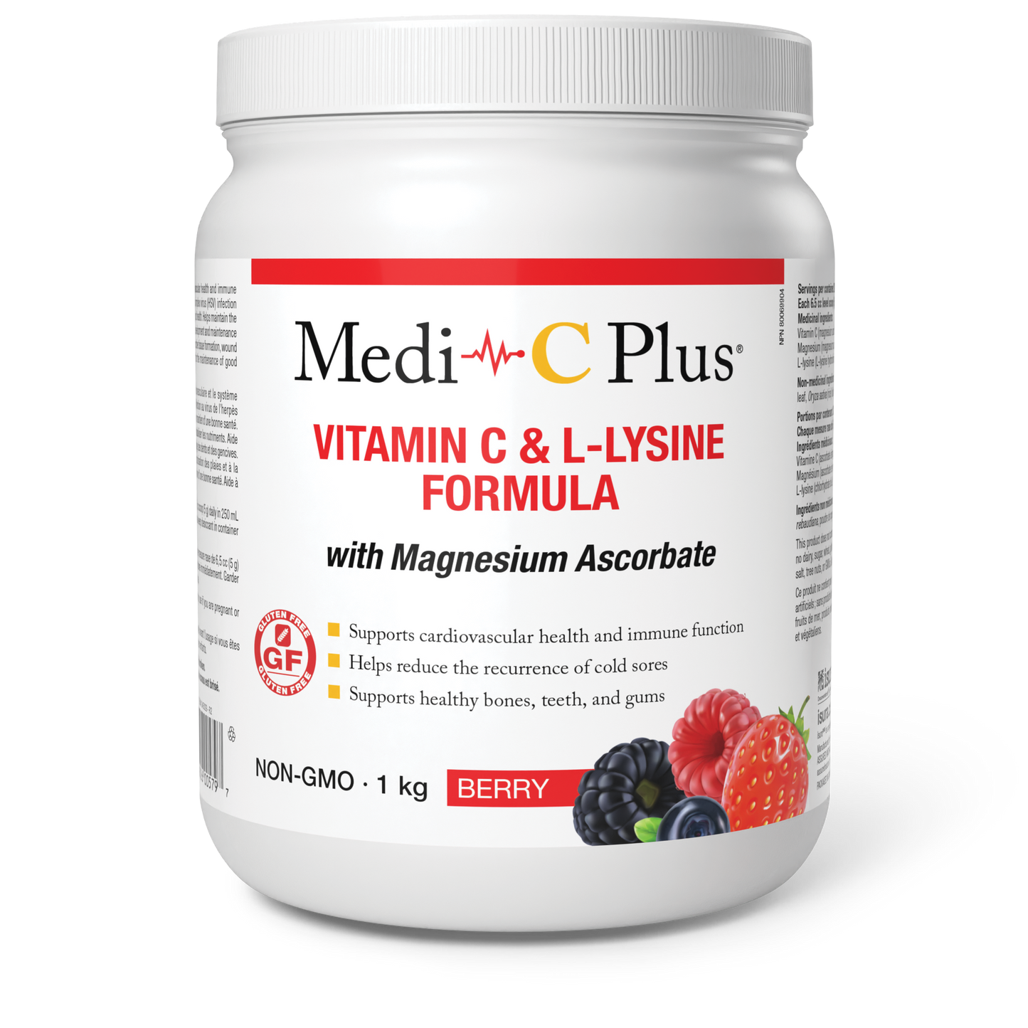 Medi-C Plus - Vitamin C & L-Lysine Formula w/Magnesium Ascorbate Berry Flavour
