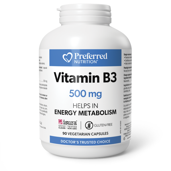 Preferred Nutrition - Vitamin B3 Niacinamide 500mg