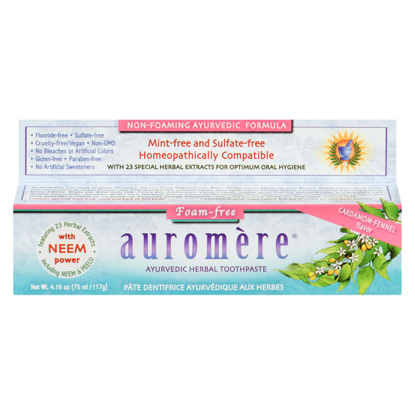 Auromere - Ayurvedic Herbal Toothpaste Foam-Free Cardamom-Fennel