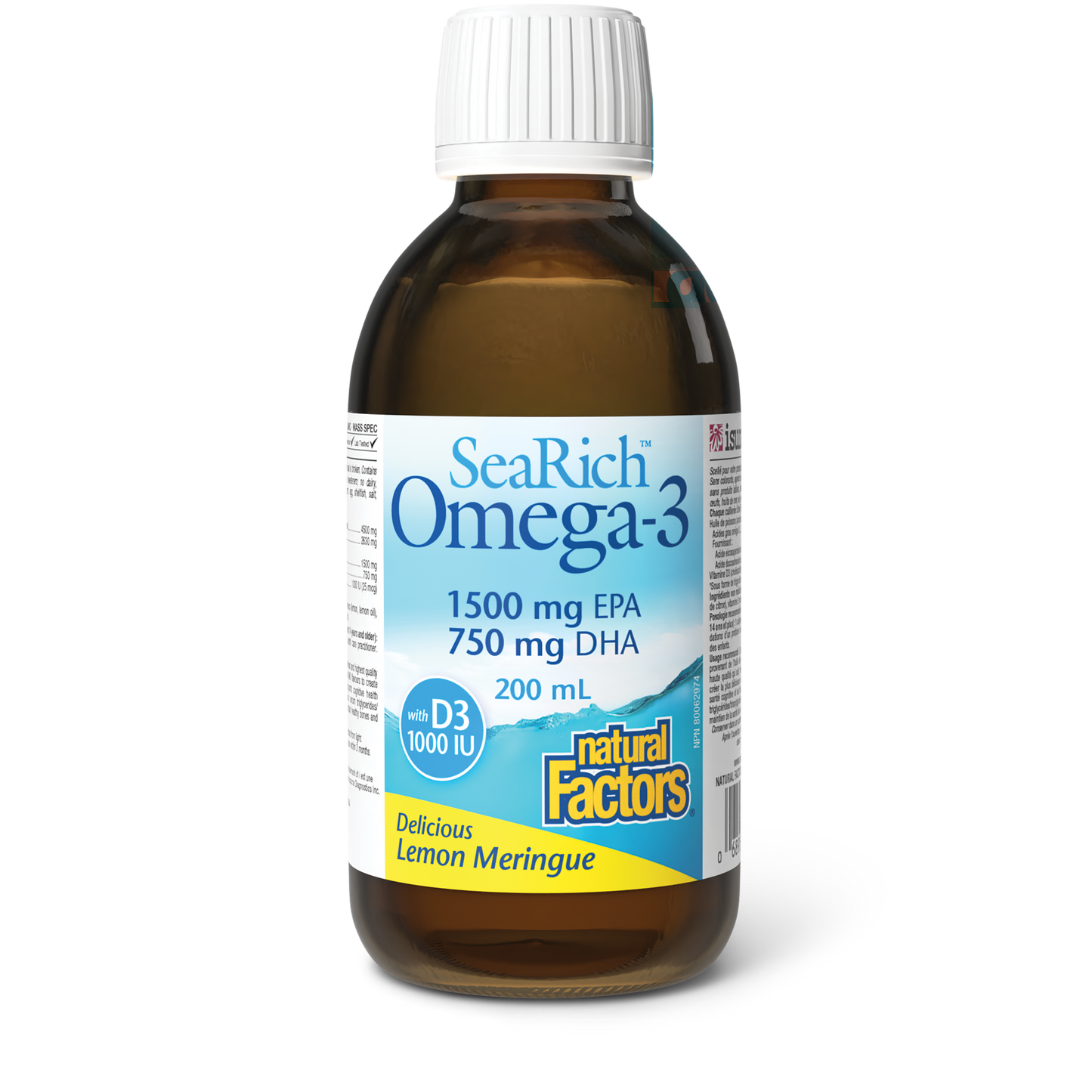 Natural Factors - SeaRich Omega-3 with Vitamin D3 - High Potency - Lemon Meringue