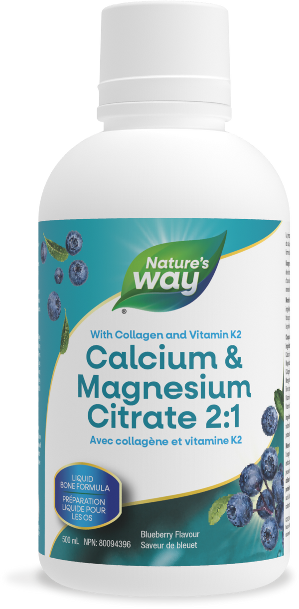 Nature's Way - Calcium Magnesium 2:1 with Vit K2 & Collagen - Blueberry