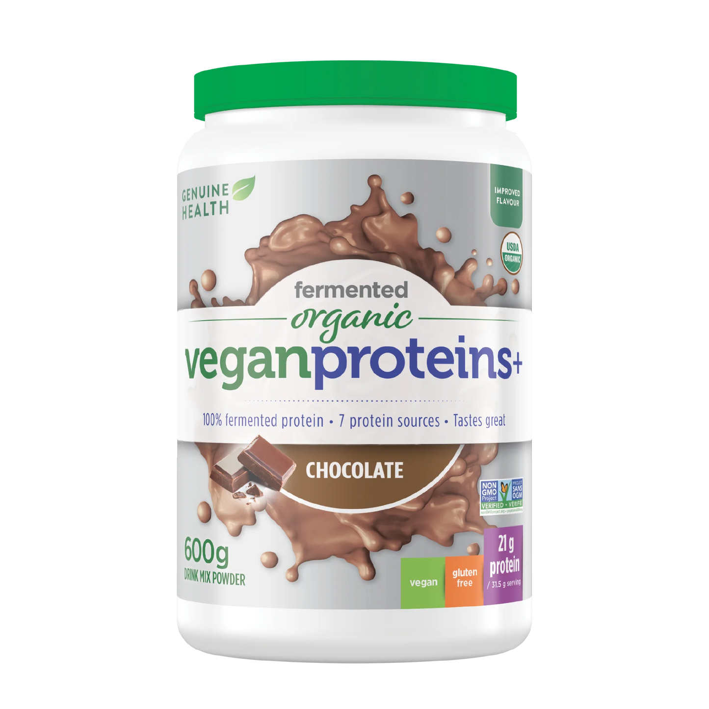 Genuine Health - Fermented Organic Vegan Proteins+ Chocolate