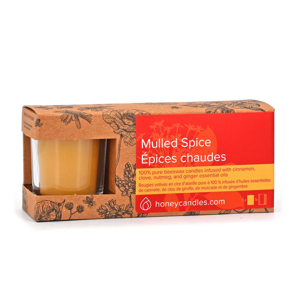 Honey Candles - Mulled Spice Beeswax Votive Candles 3pack
