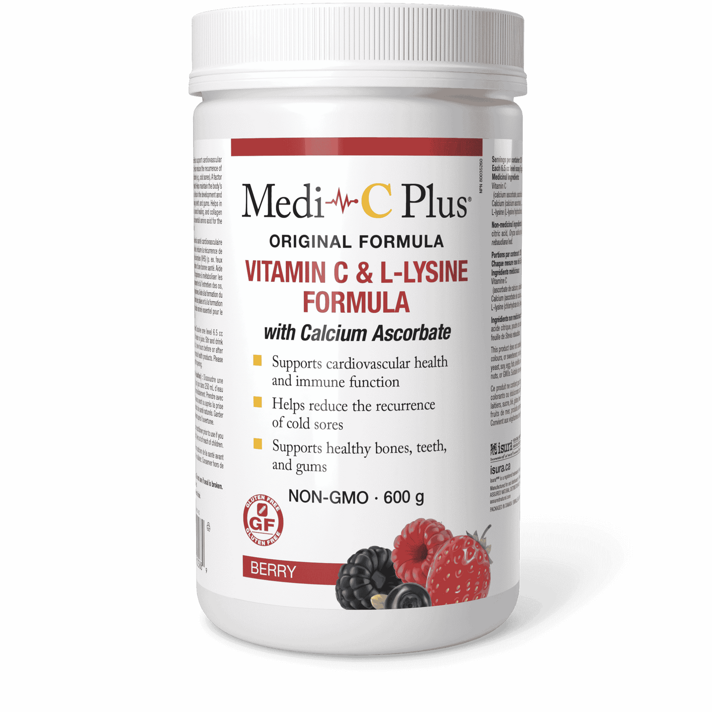 Medi-C Plus - Vitamin C & L-Lysine Formula w/Calcium Ascorbate Berry Flavour
