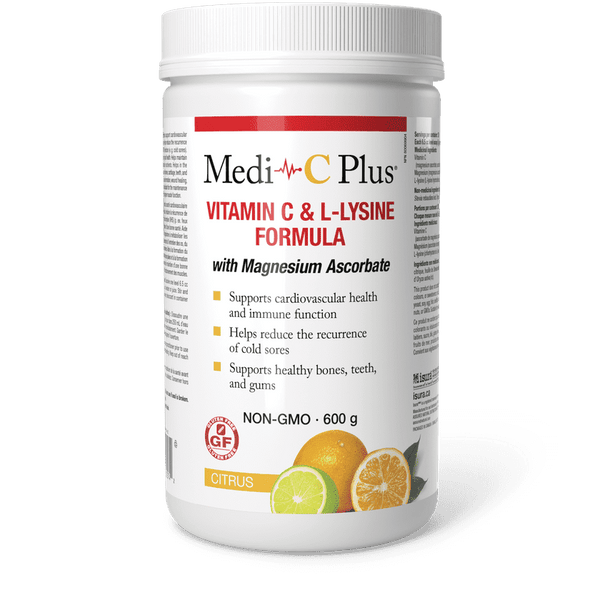 Medi-C Plus - Vitamin C & L-Lysine Formula w/Magnesium Ascorbate Citrus Flavour