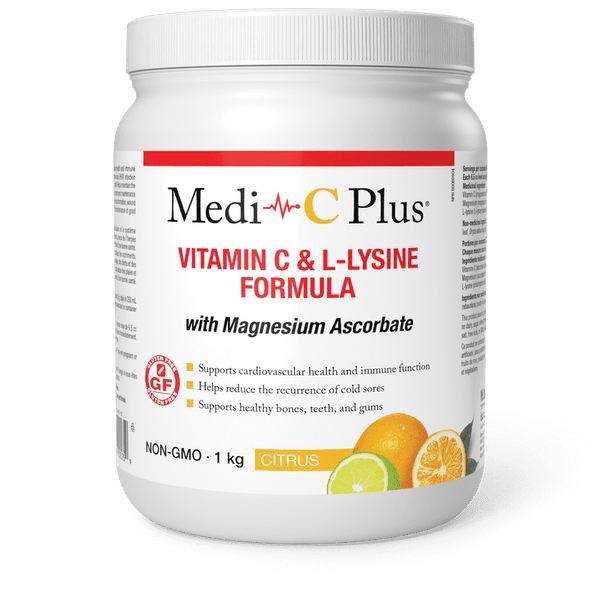 Medi-C Plus - Vitamin C & L-Lysine Formula w/Magnesium Ascorbate Citrus Flavour