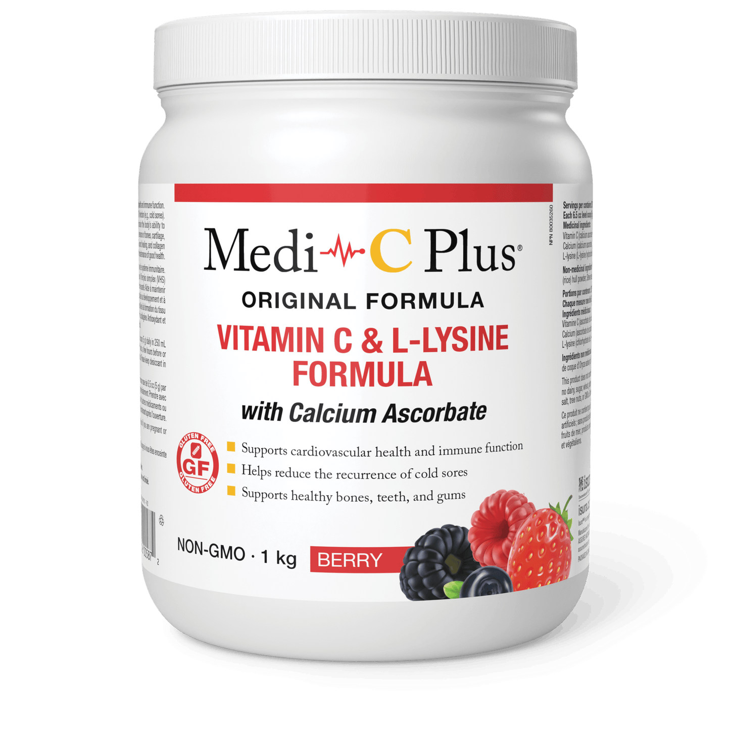 Medi-C Plus - Vitamin C & L-Lysine Formula w/Calcium Ascorbate Berry Flavour