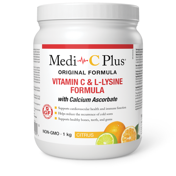 Medi-C Plus - Vitamin C & L-Lysine Formula w/Calcium Ascorbate Citrus Flavour