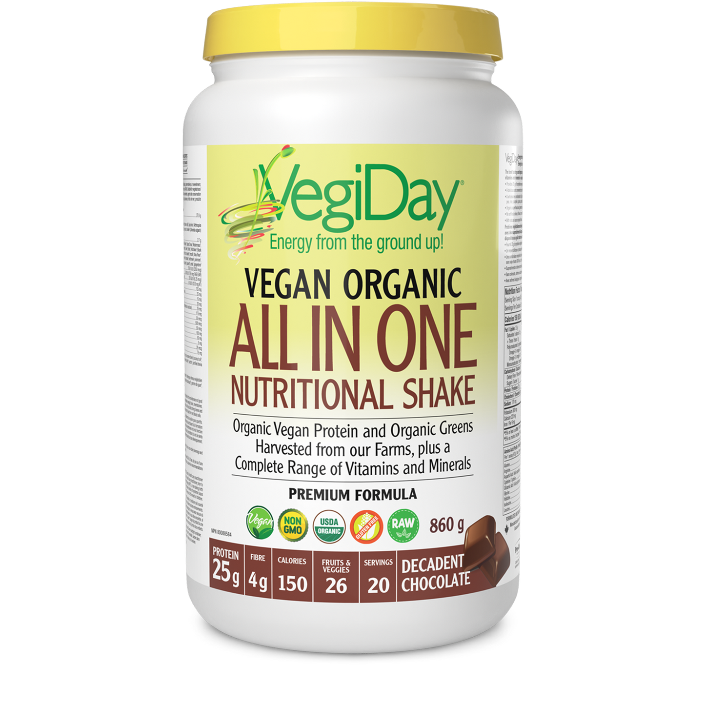 VegiDay - VEGAN ORGANIC ALL IN ONE NUTRITIONAL SHAKE - Decadent Chocolate