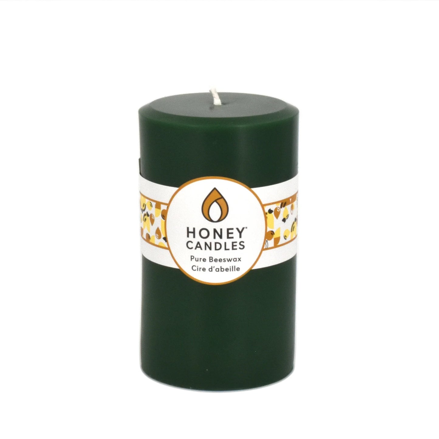Honey Candles - 5" Round Pillar Forest Green