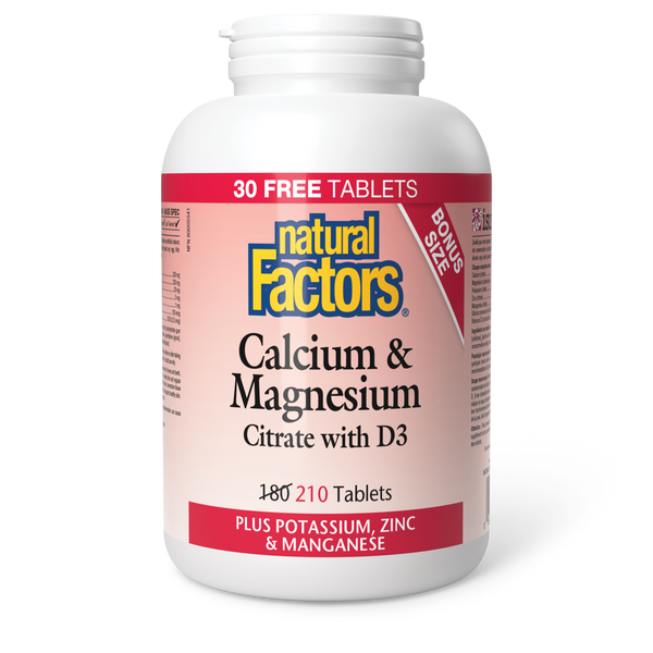 Natural Factors - Calcium & Magnesium Citrate w/ D3 - Bonus Size