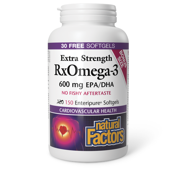 Natural Factors - RxOmega-3 Extra Strength 600mg - Bonus Size